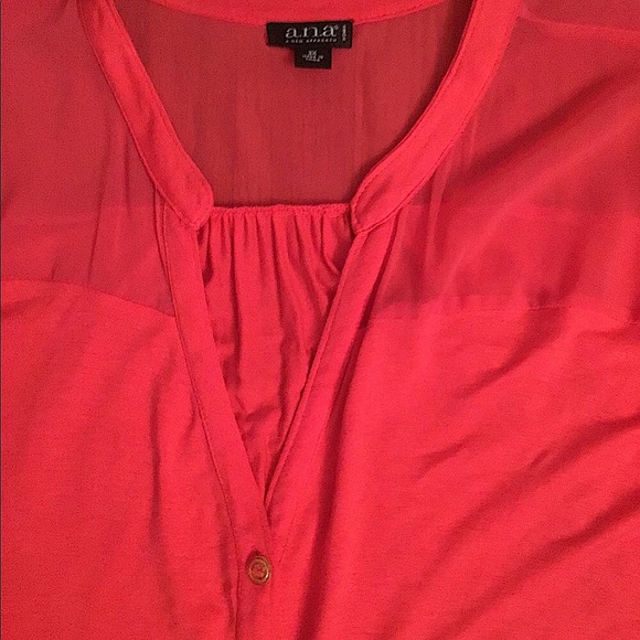 1X CORAL BLOUSE TUNIC TOP a.n.a.  NWOT SELF LINED FLATTERING FIT - Picture 2 of 4